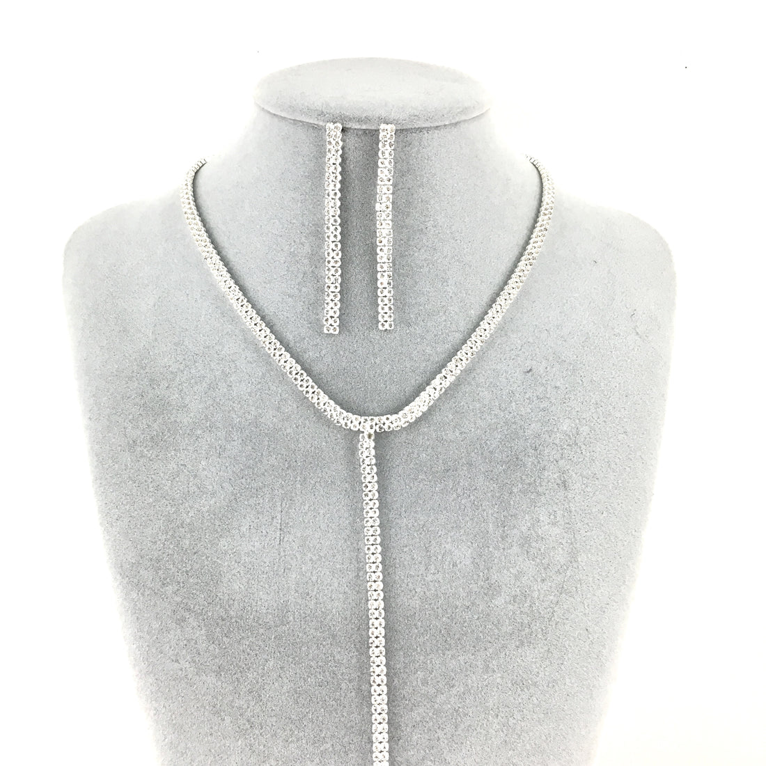 Silver 2 Row Rhinestone Necklace | Bellaire Wholesale