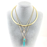 Boho Style Chain Choker Blue Bullet Necklace | Bellaire Wholesale