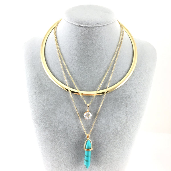 Boho Style Chain Choker Blue Bullet Necklace | Bellaire Wholesale