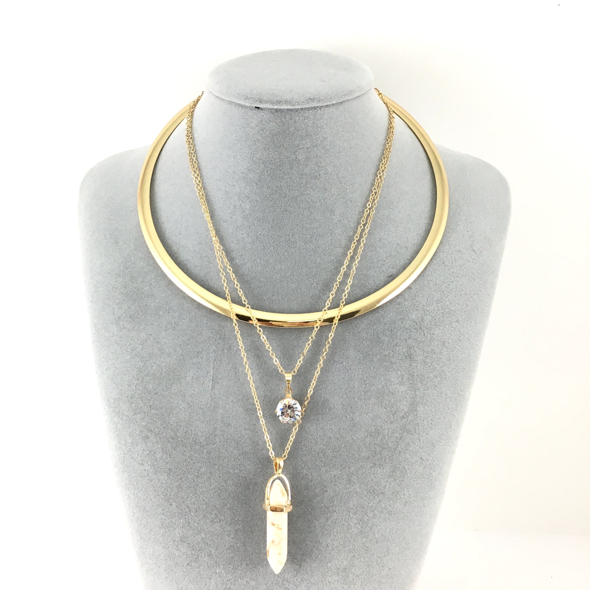 Boho Style Chain Choker White Bullet Necklace | Bellaire Wholesale