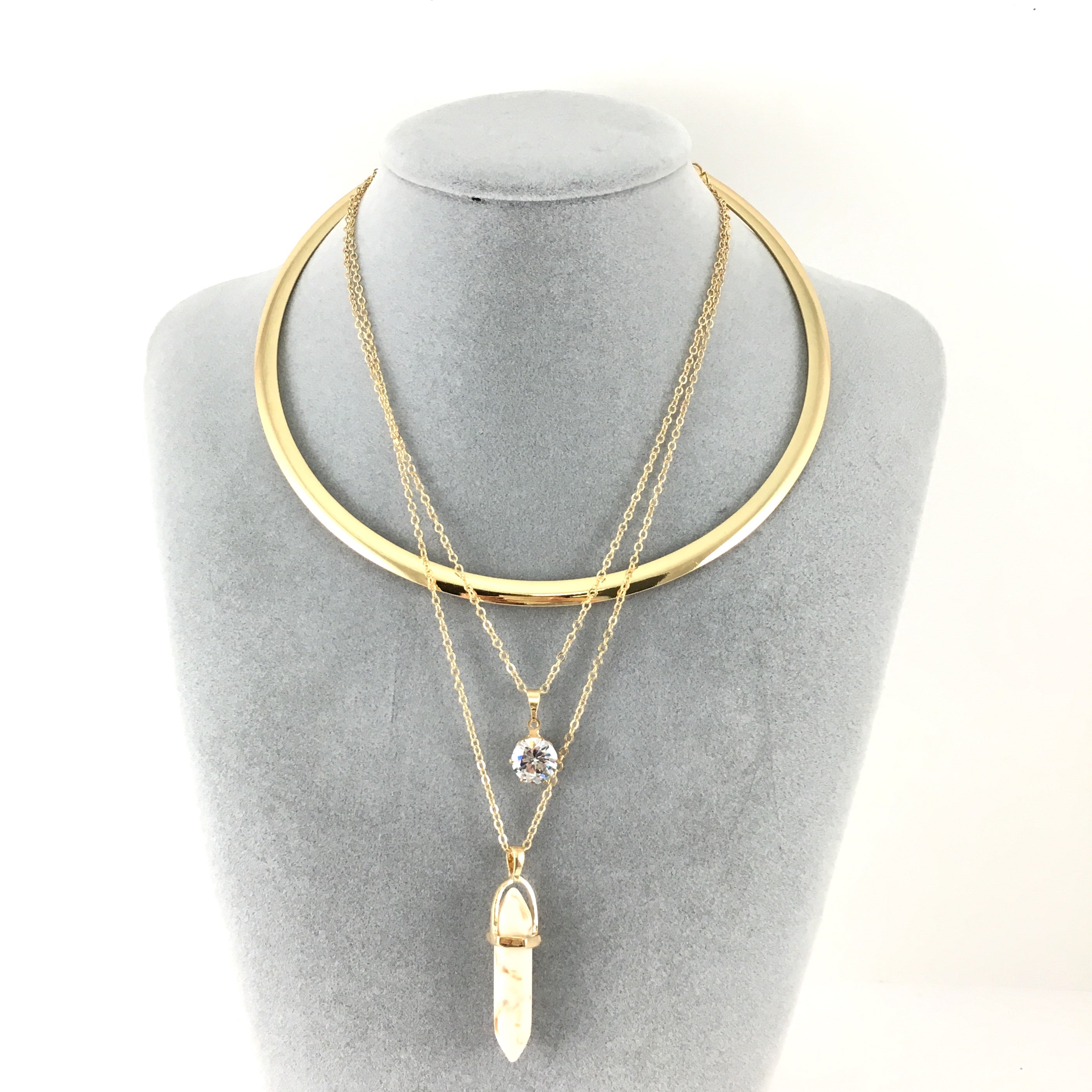 Boho Style Chain Choker White Bullet Necklace | Bellaire Wholesale