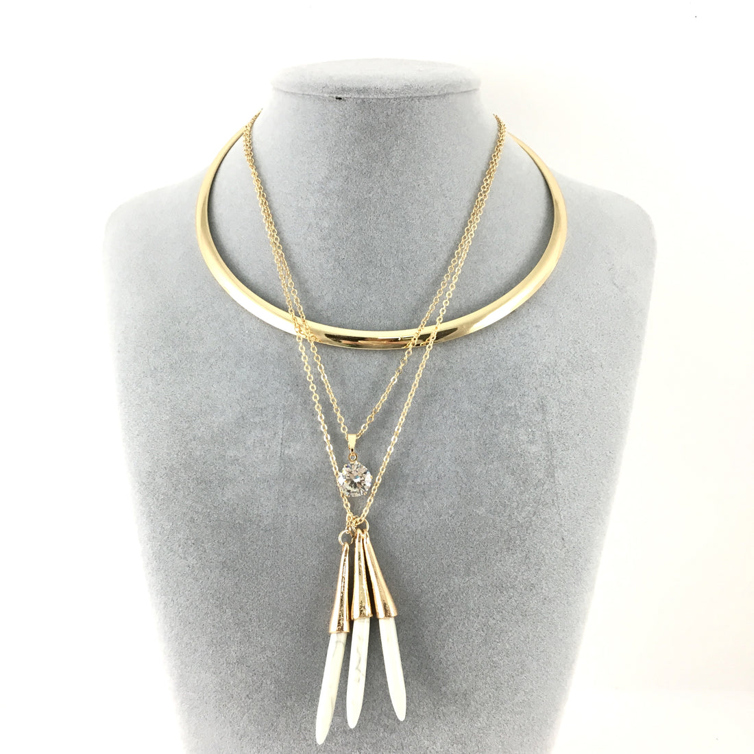 Boho Style Chain Choker White Bullet Necklace | Bellaire Wholesale