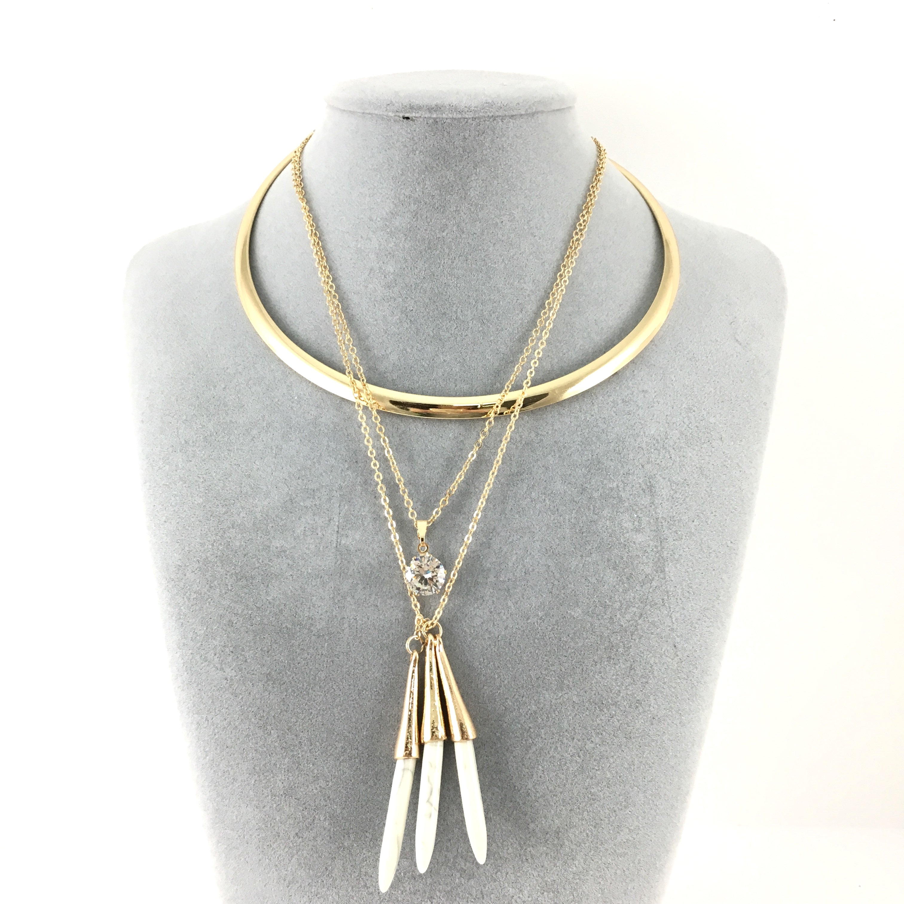 Boho Style Chain Choker White Bullet Necklace | Bellaire Wholesale