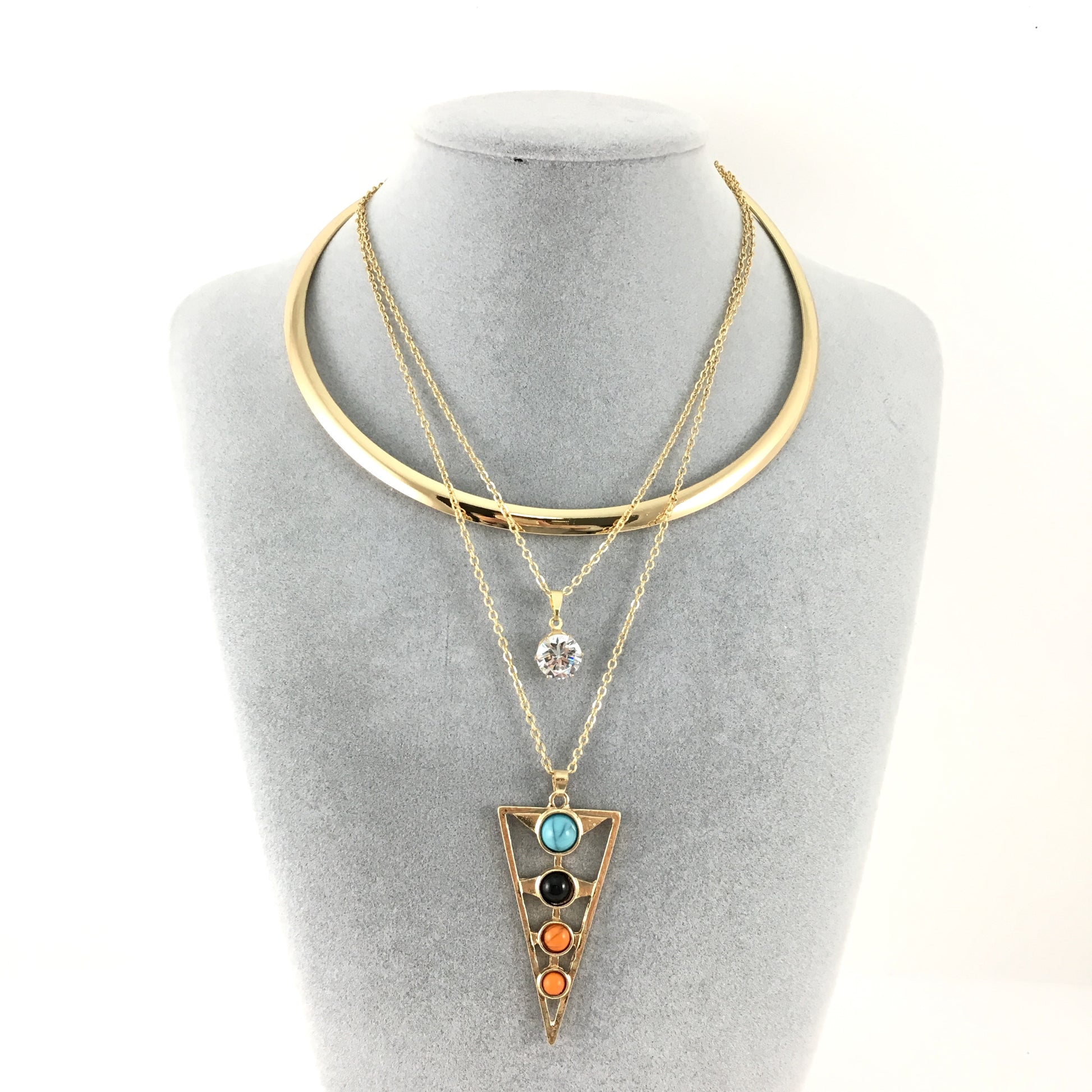 Boho Style Chain Choker Triangle Pendant Necklace | Bellaire Wholesale