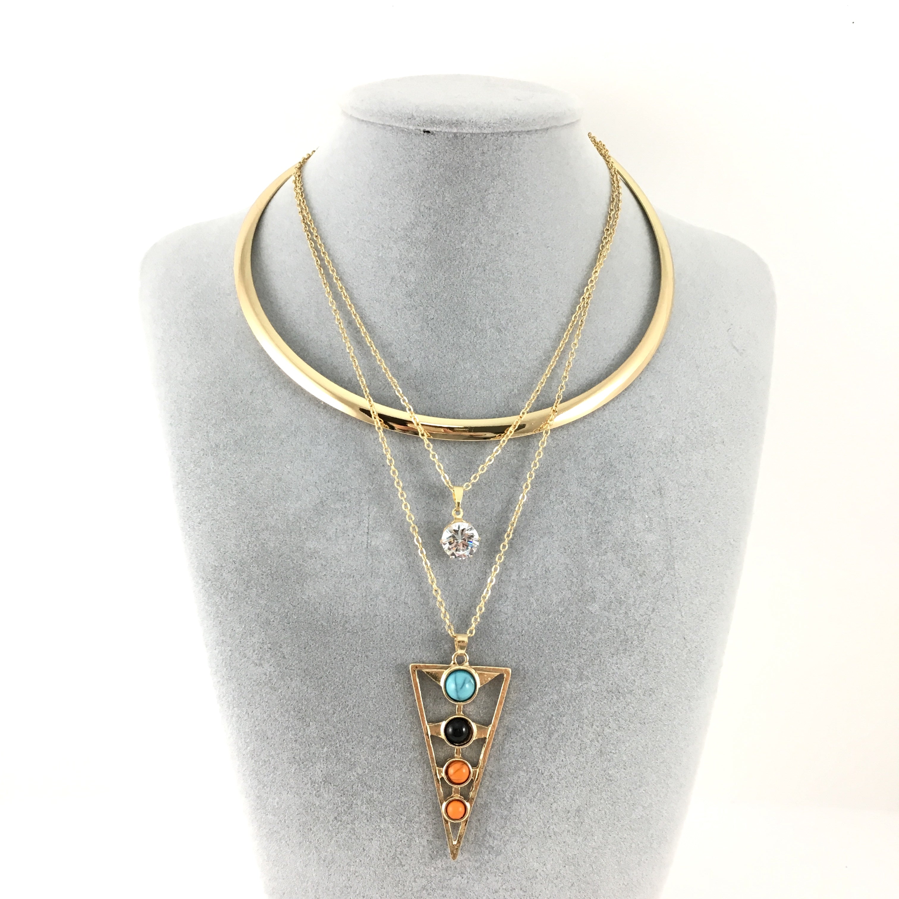 Boho Style Chain Choker Triangle Pendant Necklace | Bellaire Wholesale