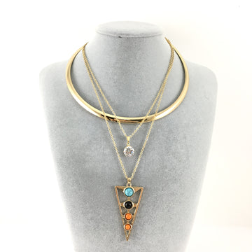 Boho Style Chain Choker Triangle Pendant Necklace | Bellaire Wholesale