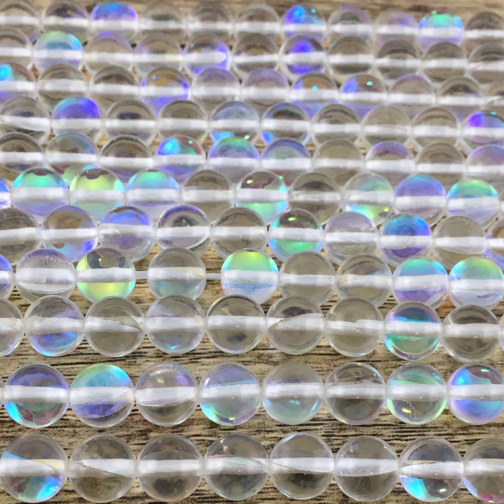 6mm Clear Mystic Aura Beads | Bellaire Wholesale