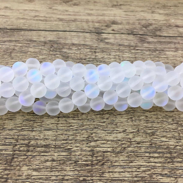 6mm Frosted Clear Mystic Aura Beads | Bellaire Wholesale