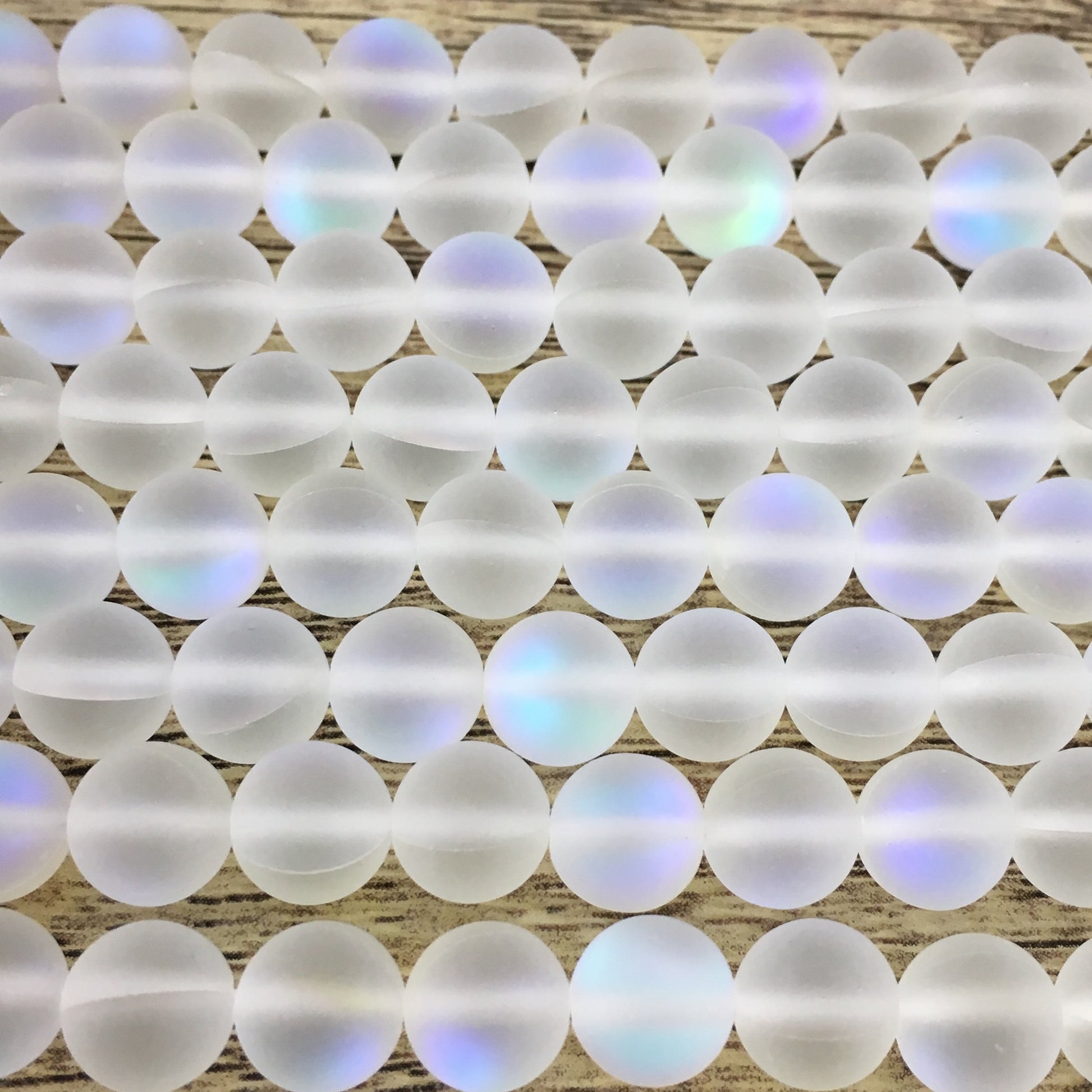 6mm Frosted Clear Mystic Aura Beads | Bellaire Wholesale