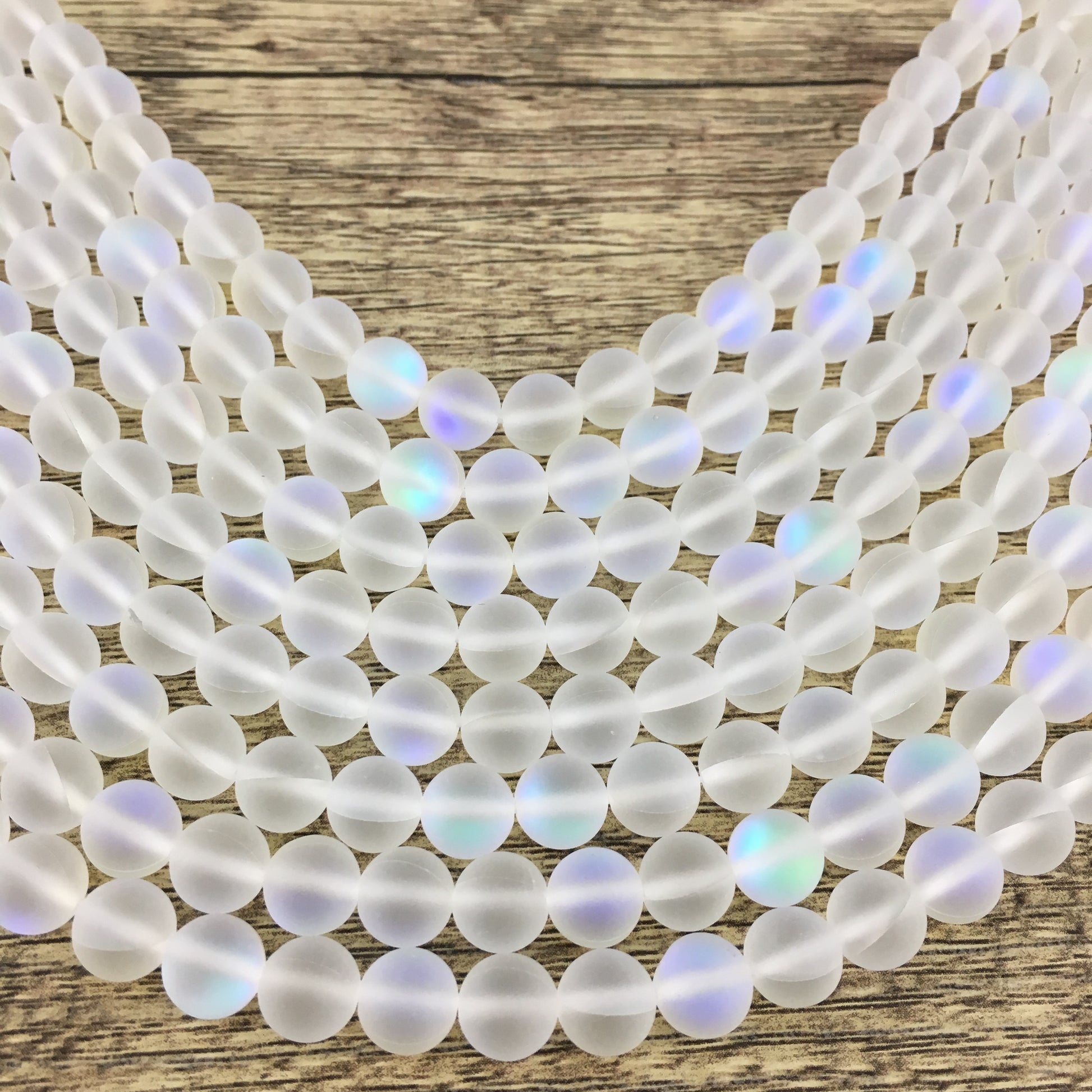 6mm Frosted Clear Mystic Aura Beads | Bellaire Wholesale