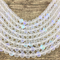 8mm Frosted Clear Mystic Aura Beads | Bellaire Wholesale