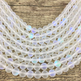 8mm Frosted Clear Mystic Aura Beads | Bellaire Wholesale