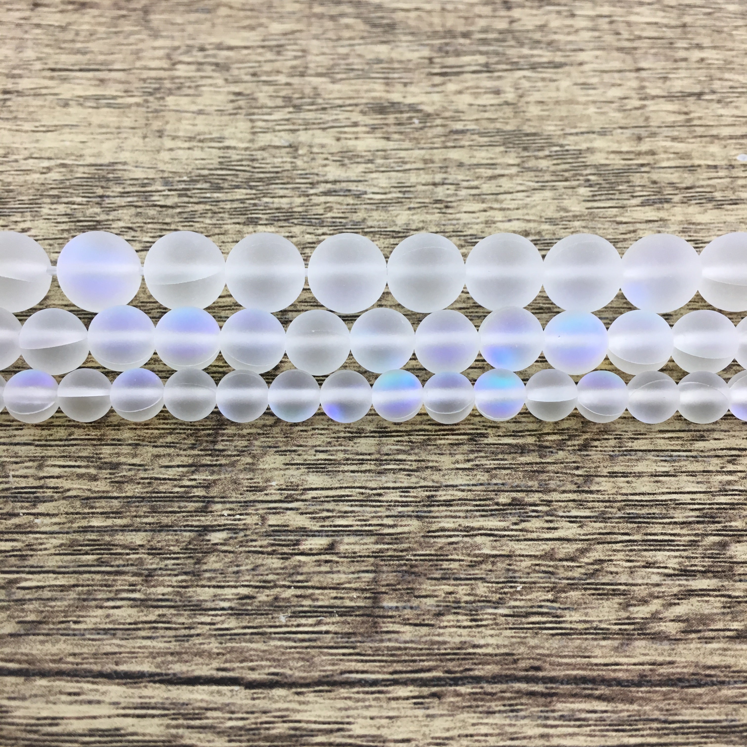 10mm Frosted Clear Mystic Aura Beads | Bellaire Wholesale