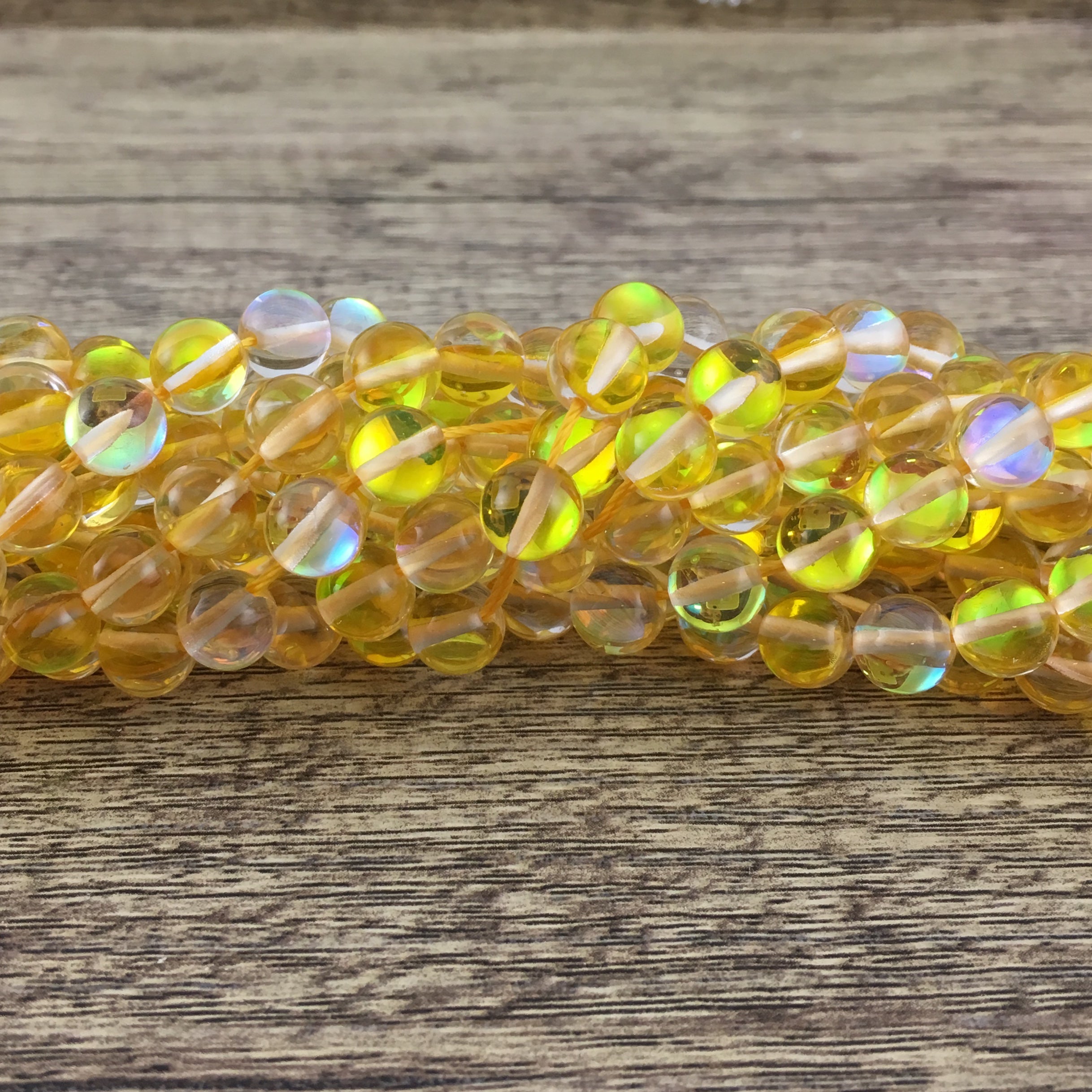 10mm Yellow Mystic Aura Beads | Bellaire Wholesale