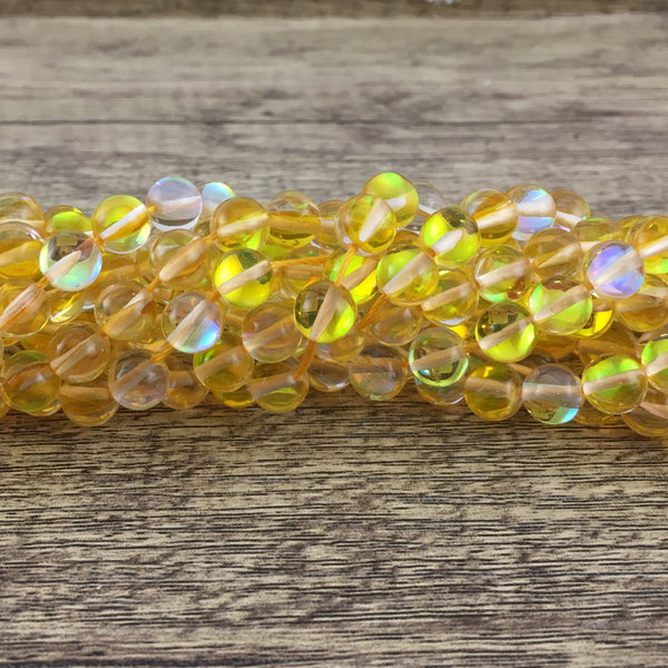 10mm Yellow Mystic Aura Beads | Bellaire Wholesale