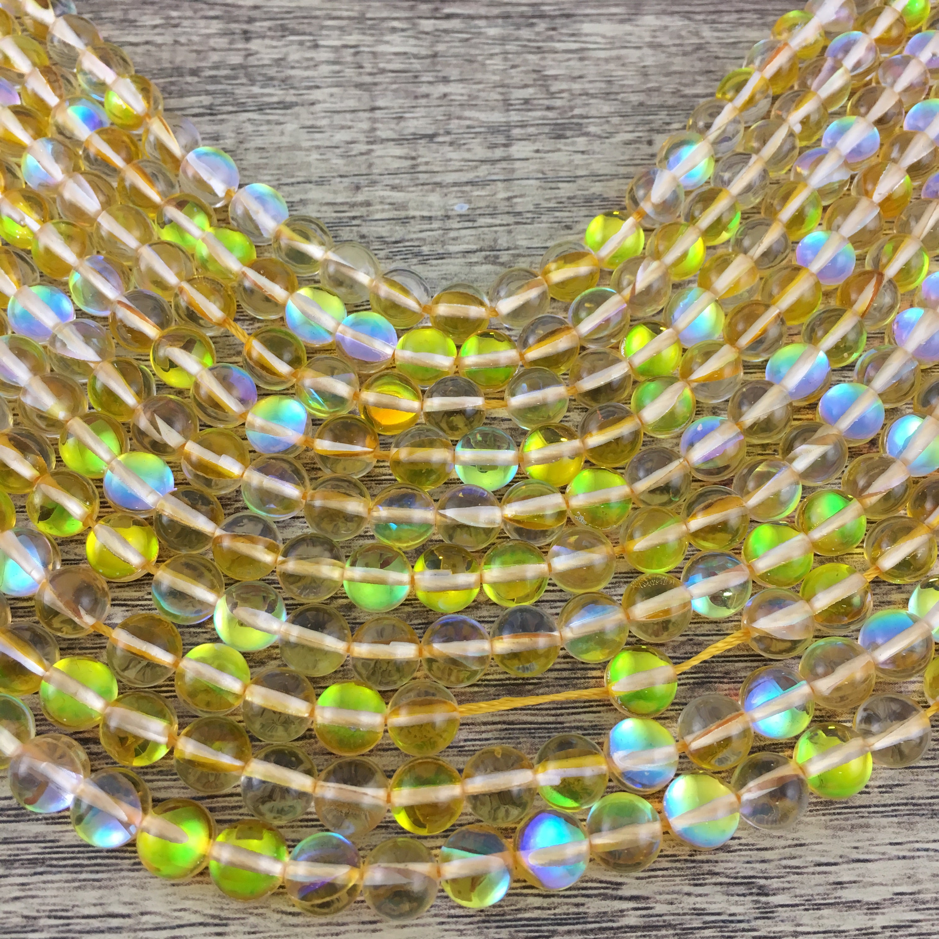 10mm Yellow Mystic Aura Beads | Bellaire Wholesale