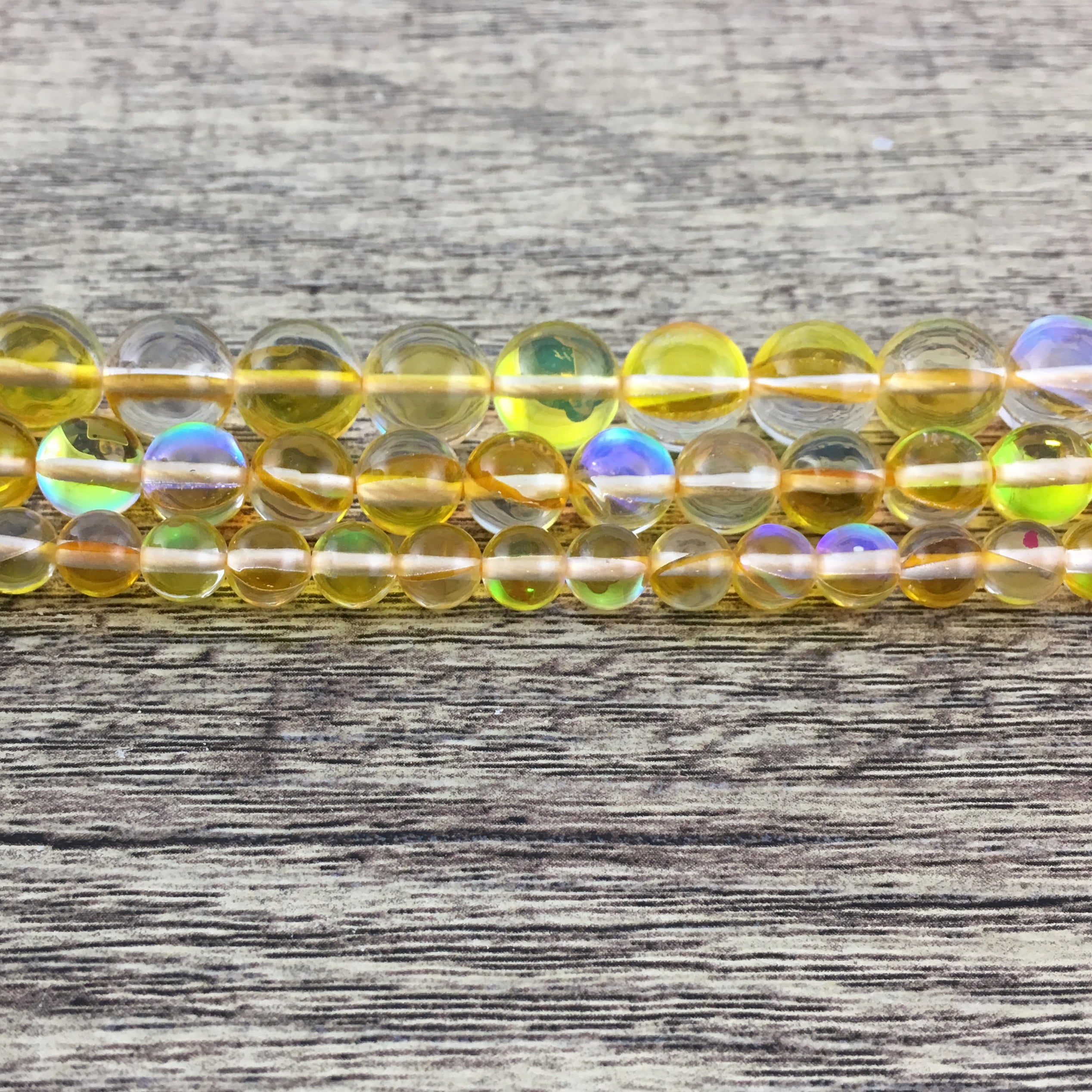 10mm Yellow Mystic Aura Beads | Bellaire Wholesale