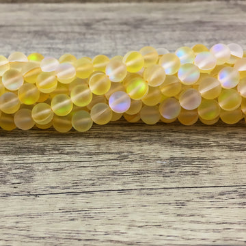 10mm Matte Yellow Mystic Aura Beads | Bellaire Wholesale