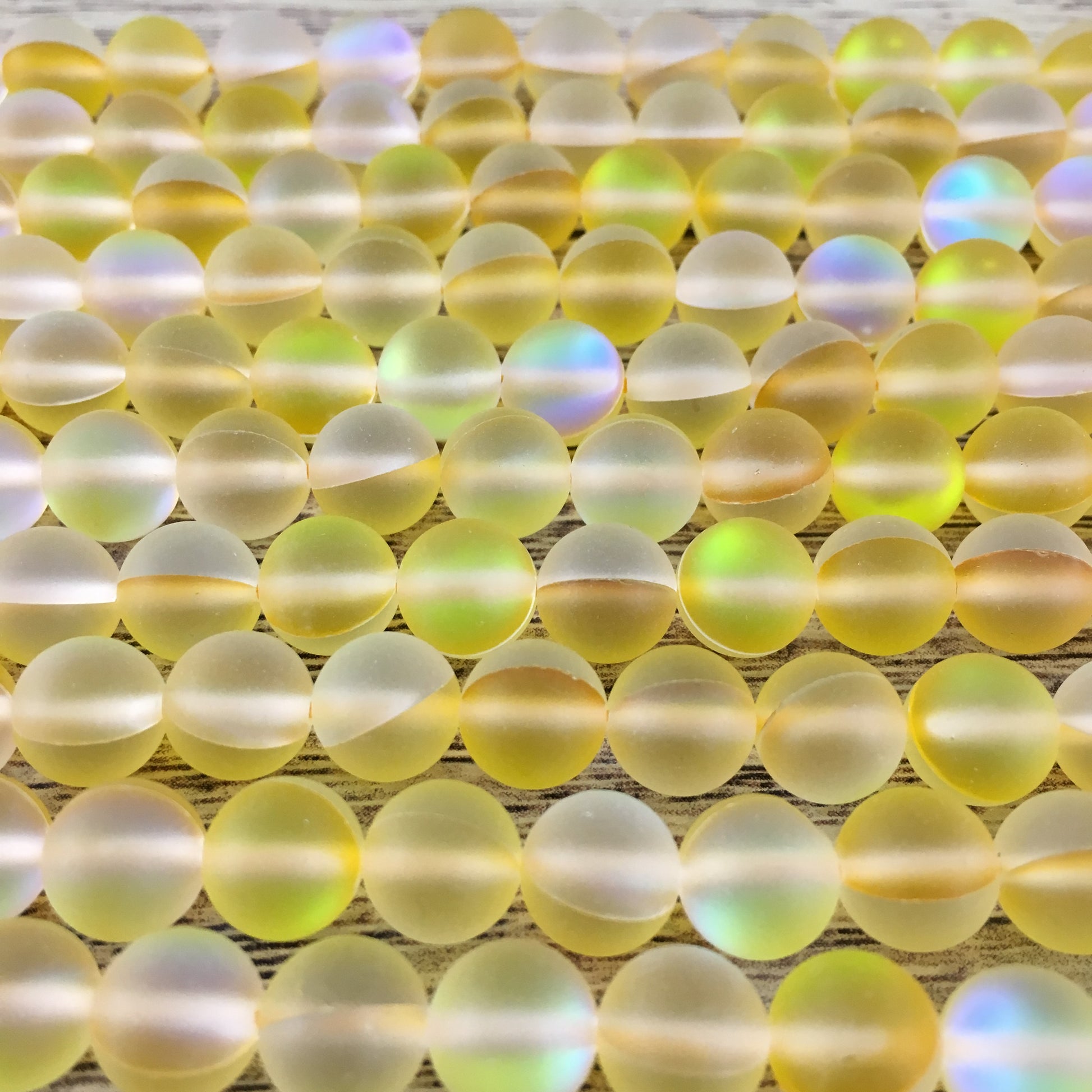 10mm Matte Yellow Mystic Aura Beads | Bellaire Wholesale