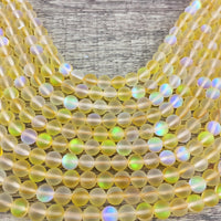 6mm Matte Yellow Mystic Aura Beads | Bellaire Wholesale