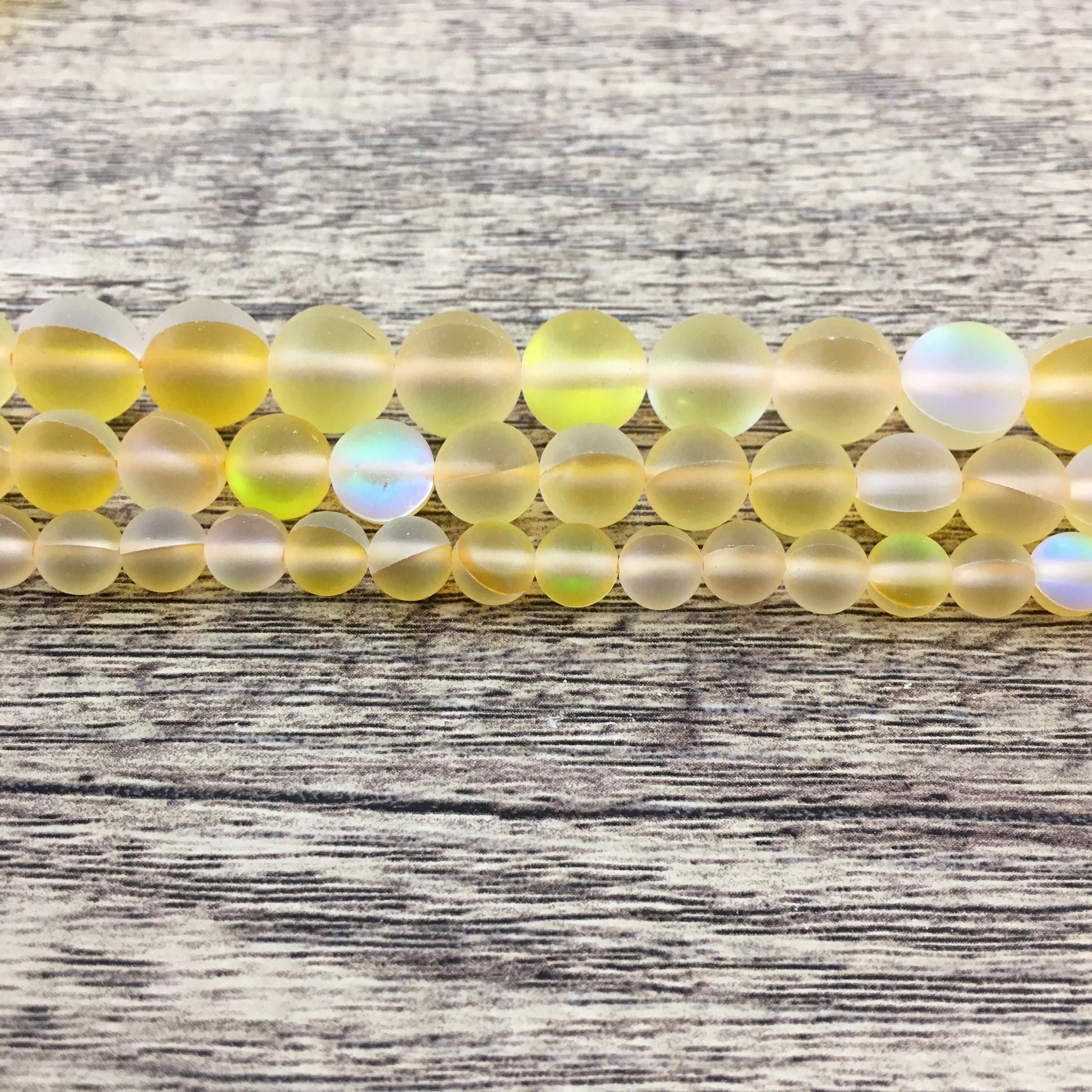 10mm Matte Yellow Mystic Aura Beads | Bellaire Wholesale