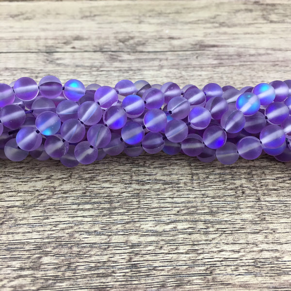 6mm Frosted Purple Mystic Aura Beads | Bellaire Wholesale