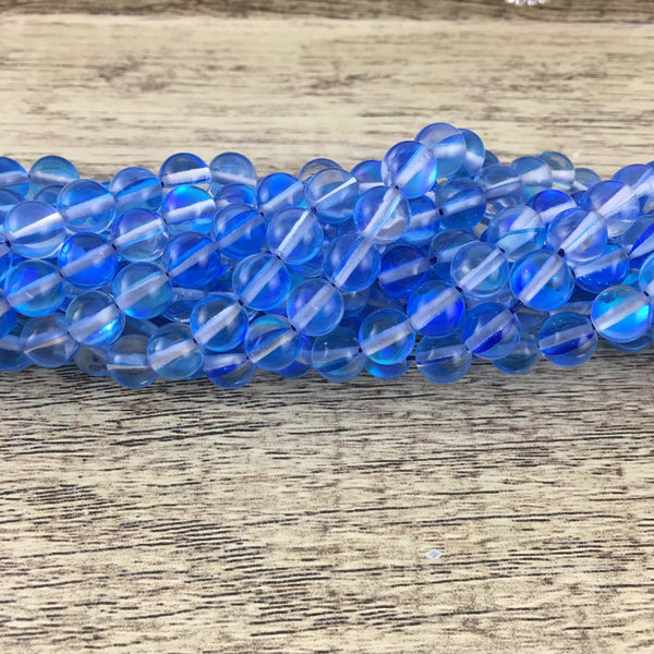 8mm Blue Mystic Aura Bead | Bellaire Wholesale