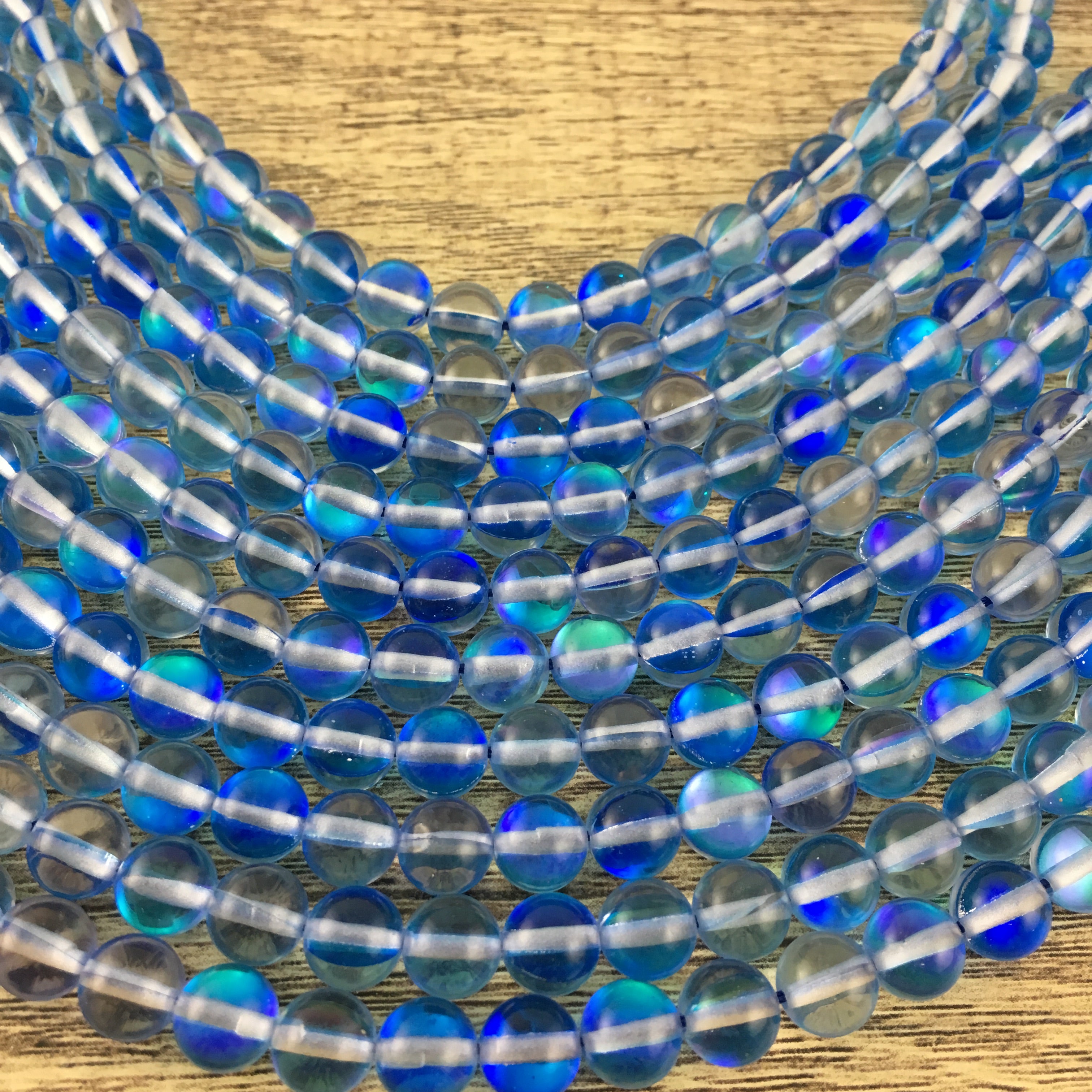 8mm Blue Mystic Aura Bead | Bellaire Wholesale