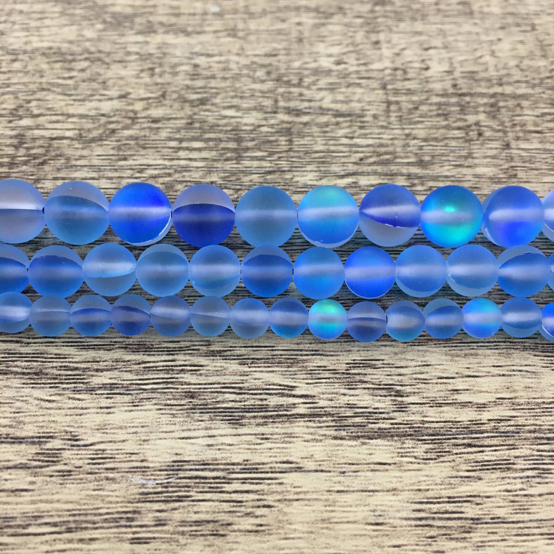 10mm Frosted Blue Mystic Aura Beads | Bellaire Wholesale