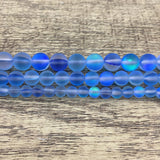 8mm Frosted Blue Mystic Aura Beads | Bellaire Wholesale