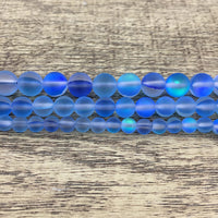 6mm Frosted Blue Mystic Aura Bead | Bellaire Wholesale