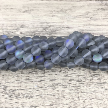10mm Frosted Grey Mystic Aura Bead | Bellaire Wholesale