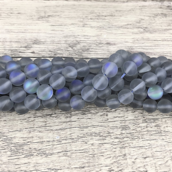 8mm Matte Grey Mystic Aura Bead | Bellaire Wholesale