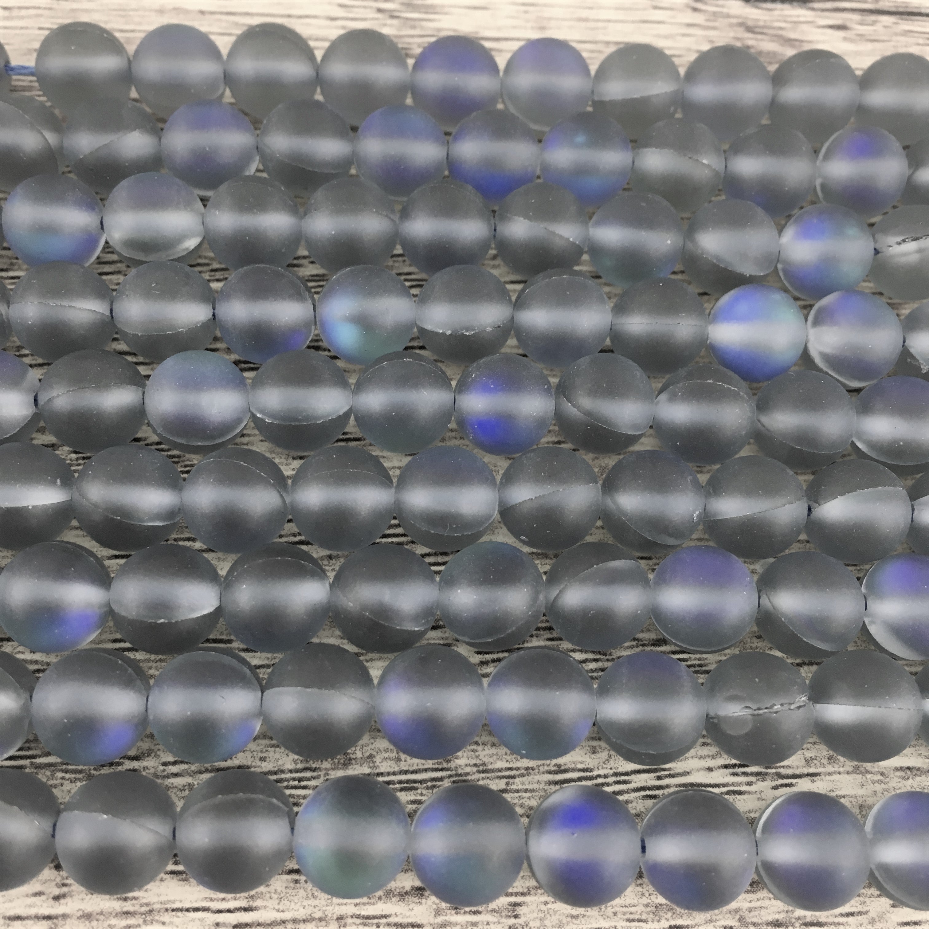 10mm Frosted Grey Mystic Aura Bead | Bellaire Wholesale