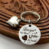 Love you to the moon & back Keychain | Bellaire Wholesale