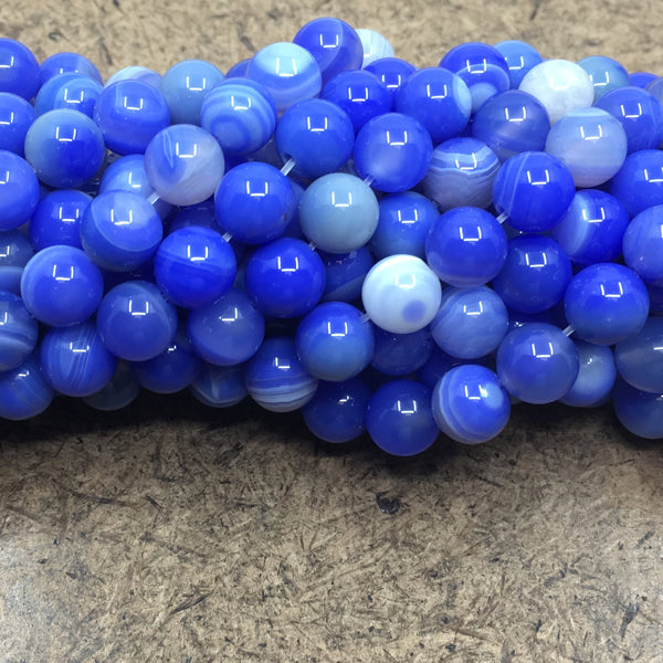 8mm Blue & White Agate Bead | Bellaire Wholesale