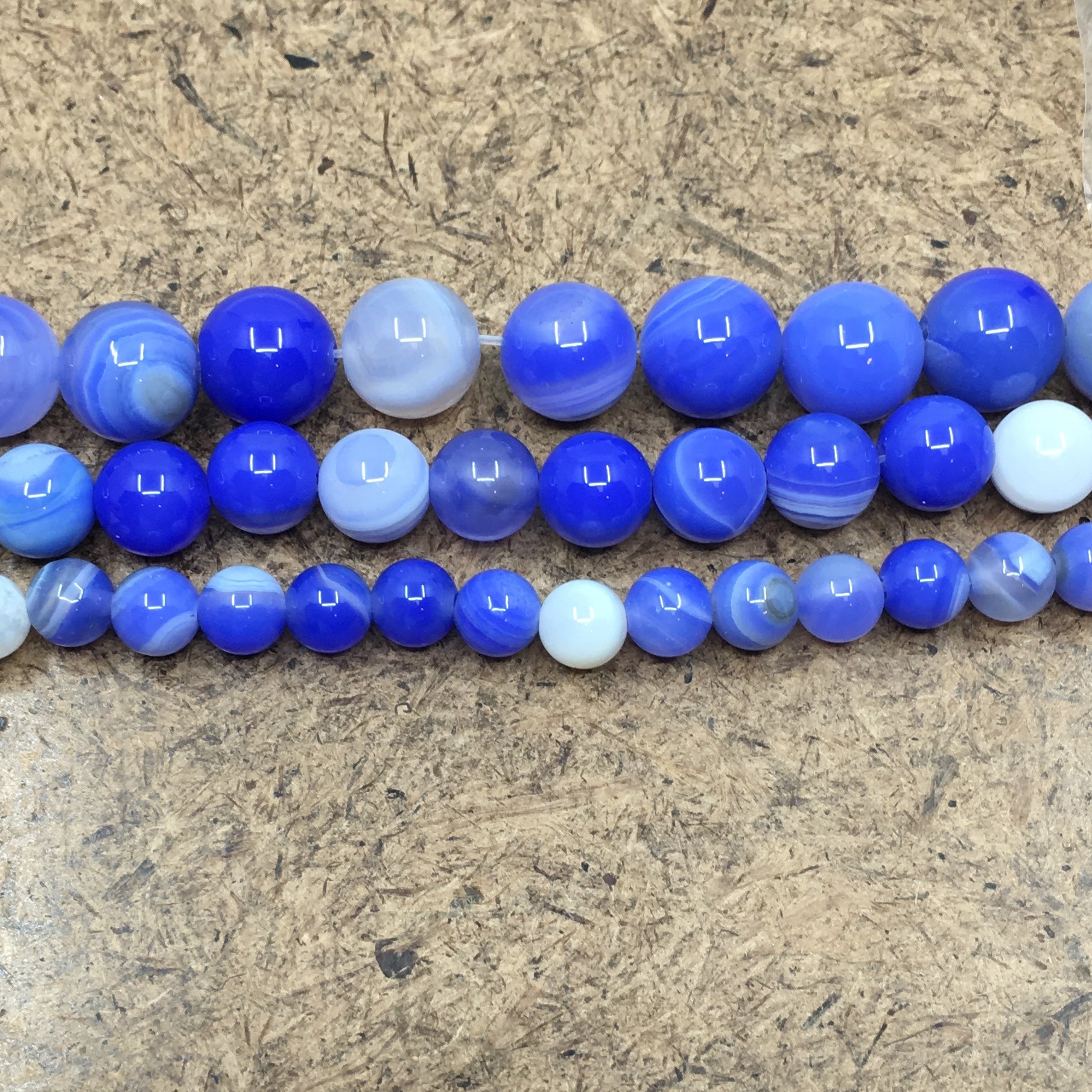 10mm Blue & White Agate Bead | Bellaire Wholesale