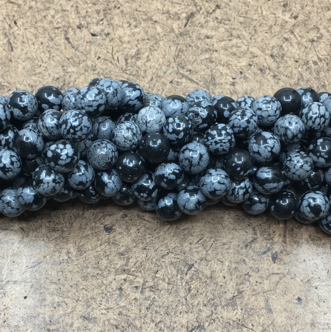 10mm Black & Grey Snowflake Obsidian Bead | Bellaire Wholesale