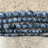 12mm Black & Grey Snowflake Obsidian Bead | Bellaire Wholesale