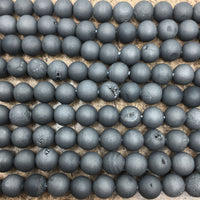 6mm Charcoal Grey Silver Druzy Beads | Bellaire Wholesale