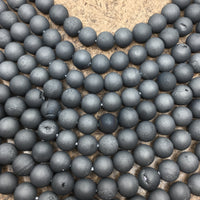 6mm Charcoal Grey Silver Druzy Beads | Bellaire Wholesale