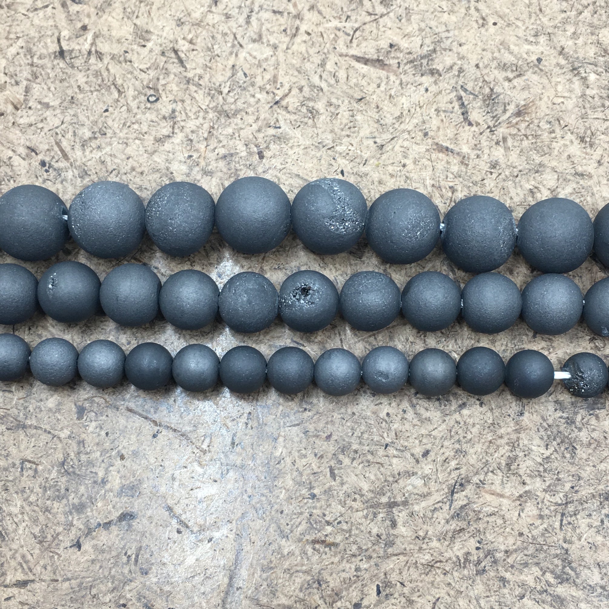 10mm Charcoal Grey Silver Druzy Beads | Bellaire Wholesale
