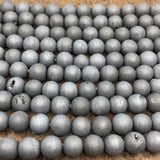 8mm Light Grey Silver Druzy Beads | Bellaire Wholesale