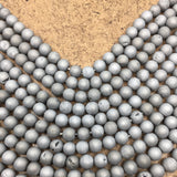 10mm Light Grey Silver Druzy Beads | Bellaire Wholesale