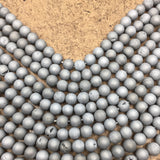 6mm Light Grey Silver Druzy Beads | Bellaire Wholesale