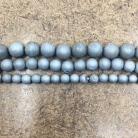 6mm Light Grey Silver Druzy Beads | Bellaire Wholesale