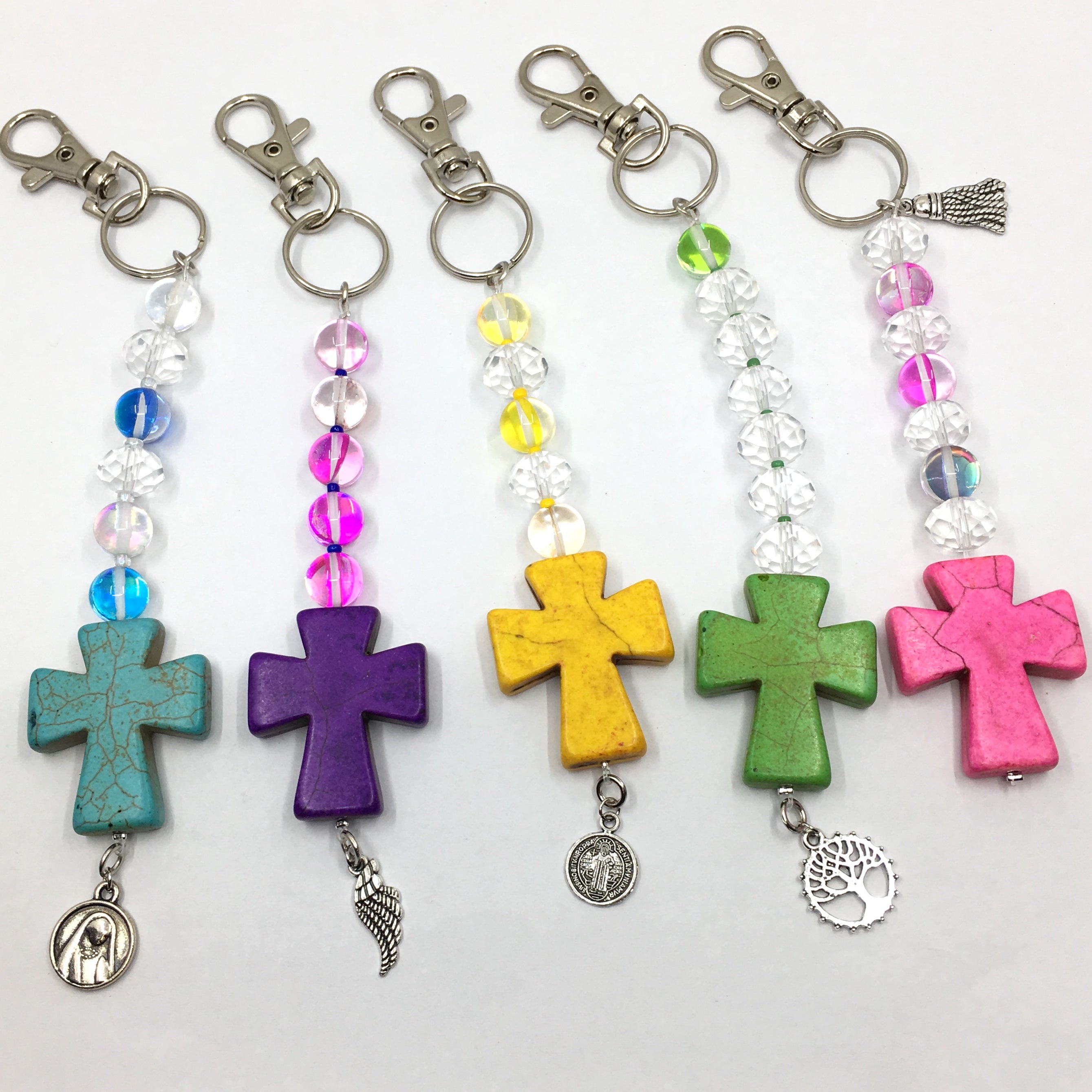 Pink Howlite Keychain with Tassel Charm | Bellaire Wholesale