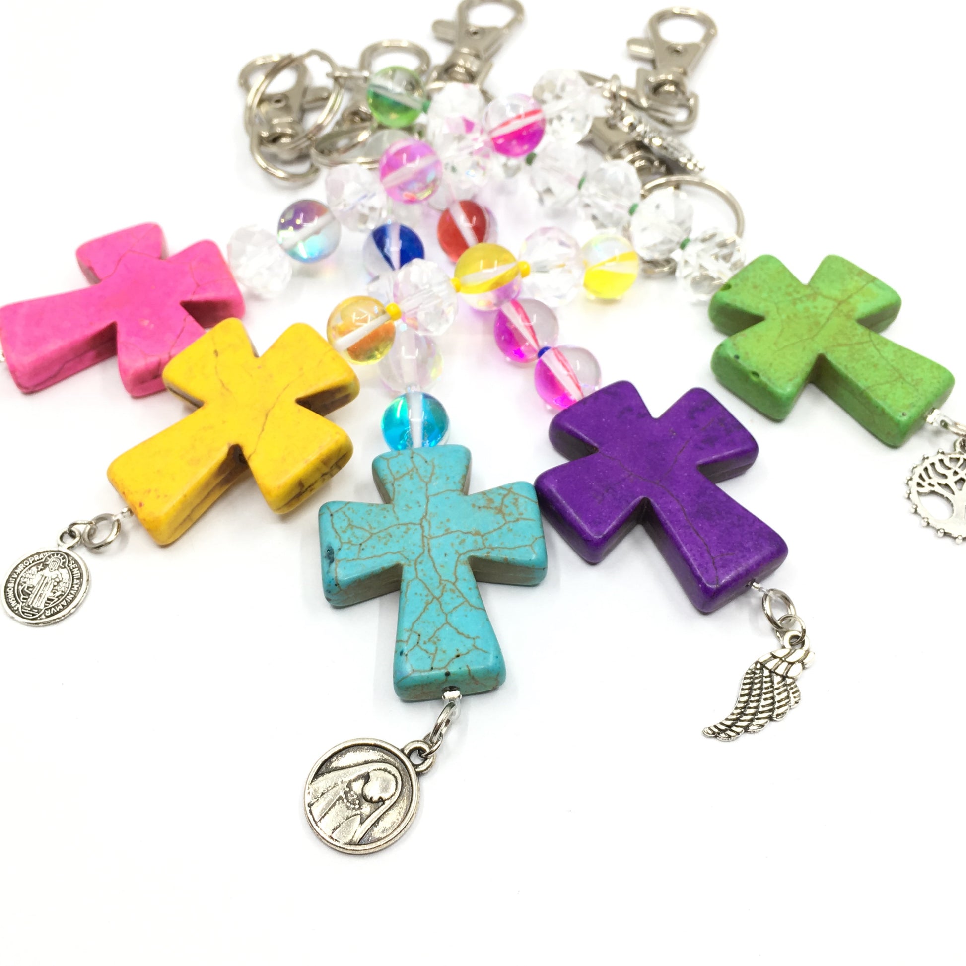 Pink Howlite Keychain with Tassel Charm | Bellaire Wholesale