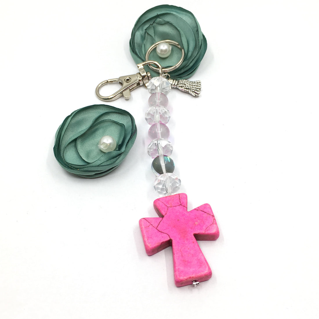 Pink Howlite Keychain with Tassel Charm | Bellaire Wholesale