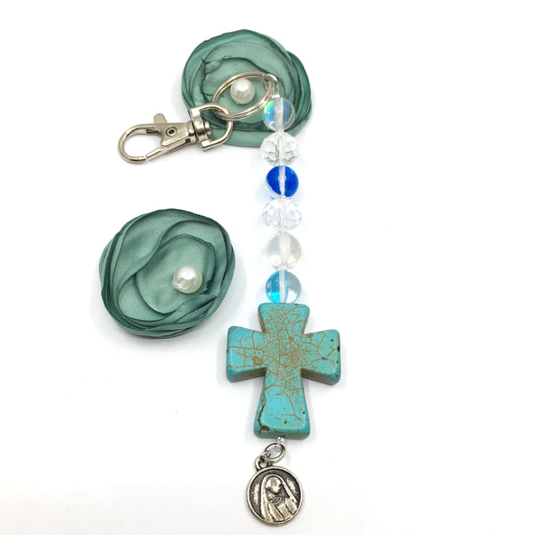 Blue Howlite Keychain with Charm | Bellaire Wholesale